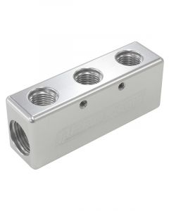 Aeroflow Billet 5 Port Fuel Log 3 x -6AN, 2 x -8AN Silver