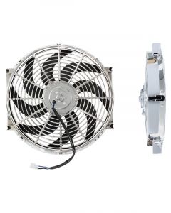 Aeroflow 14 Inch Chrome Electric Thermo Fan Curved Blades