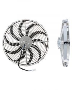 Aeroflow 16 Inch Chrome Electric Thermo Fan Curved Blades