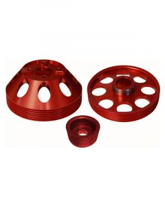 Torque Solution Lightweight WP/Crank/Alt Pulley Combo Red: For Hyu
