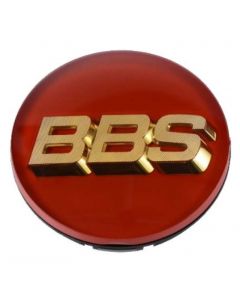 BBS Center Cap 70mm Red w/ Gold 3D Logo 4-tab