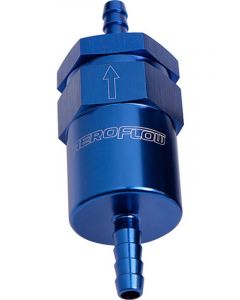 Aeroflow 30 Micron Billet Fuel Filter 5/16" Barb Blue , 2" Length