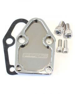 Aeroflow Billet Fuel Pump Block-Off Plate Chrome For SB Chevy