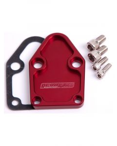 Aeroflow Billet Fuel Pump Block-Off Plate Red For SB Chevy