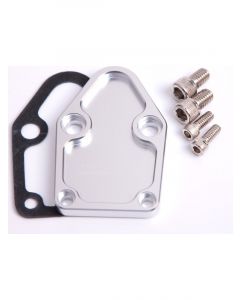 Aeroflow Billet Fuel Pump Block-Off Plate Silver For SB Chevy