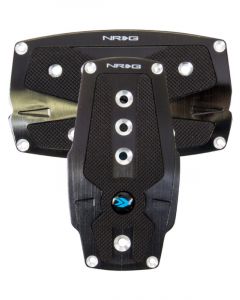 NRG Brushed Aluminum Sport Pedal A/T Black w/Black Rubber Inserts