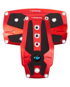 NRG Brushed Aluminum Sport Pedal A/T Red w/Black Rubber Inserts