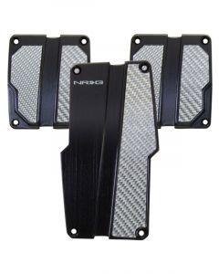 NRG Brushed Aluminum Sport Pedal M/T Black w/Silver Carbon