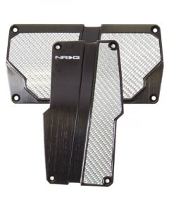 NRG Brushed Aluminum Sport Pedal A/T Black w/Silver Carbon
