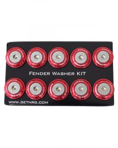 NRG Fender Washer Kit w/Rivets For Plastic Red Set of 10