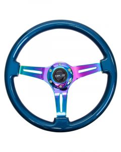 NRG Classic Wood Grain Steering Wheel 350mm Blue Pearl/Flake Paint