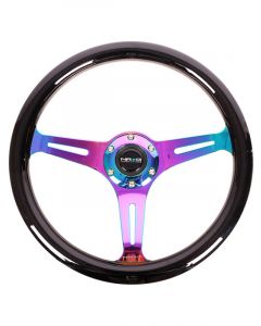 NRG Classic Wood Grain Steering Wheel 350mm Black Paint Grip w/Neo…