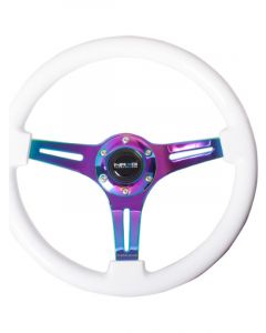 NRG Classic Wood Grain Steering Wheel 350mm White Paint Grip w/Neo…