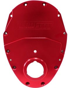 Aeroflow 2-Piece Billet Alloy Timing Cover Red For SB Chev & 90Â° V6