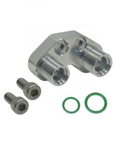 Vintage Air Compressor Block 2 Port 10 AN 8 AN Male O-Ring Seals Aluminium Kit