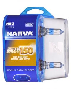 Narva HB3 12V 60W P20D Plus 150 Globes Pack of 2