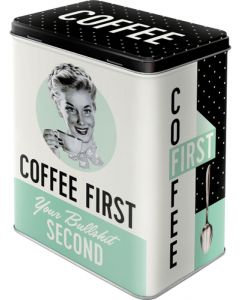 Nostalgic-Art Licensed Product Tin Box Large Coffee First White 10x14x20cm 3L