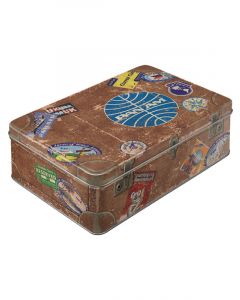 Nostalgic-Art Licensed Product Flat Tin PanAm Travel Stickers Brown 16x7cm 2.5L