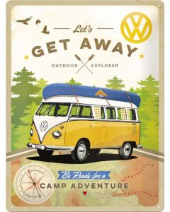 Nostalgic-Art Licensed Large Metal Sign VW Bulli Let's Get Away! 30cmx40cm