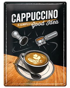 Nostalgic-Art Licensed Product Large Metal Sign Cappuccino Good Idea 30x40cm L