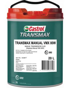 Castrol Transmax 80W Manual Vmx Gl-4 Gear Oil 20L