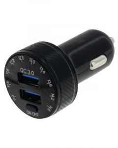 Hulk 4X4 Dual Usb In Car Socket Charger Qc3.0 With Voltmeter & Switch