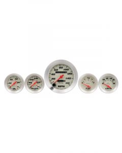 Equus 5-Piece Gauge Set White Face/Silver Bezel