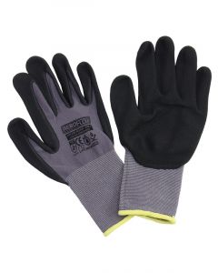 Aeroflow Large Mechanic Gloves One Pair Black Nitrile Foam