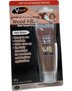 V-Tech Multi Purpose Wood Filler Ready Mixed Water Based Dark Walnut 50g