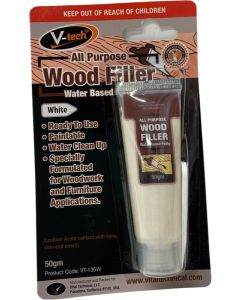 V-Tech Multi Purpose Wood Filler Ready Mixed Water Based White 50g