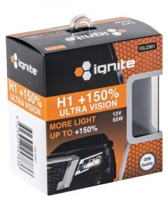 Ignite H1 Halogen Globe 12V 55W PLUS 150% 2 Pack