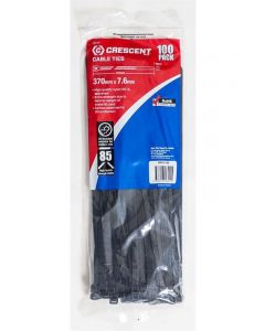 Crescent Cable Ties 370mm x 7.6mm Black Heavy Duty 100 Pack