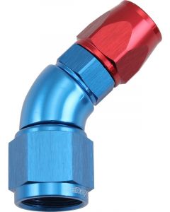 Aeroflow 45 Deg Stepped Hose End -8AN to -8 Hose Blue/Red