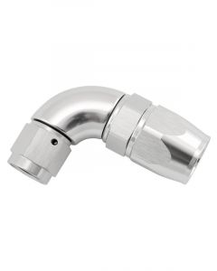 Aeroflow 90 Deg Stepped Hose End -6AN to -8 Hose Silver