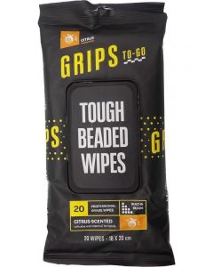 Grips To-Go Tough Beaded Wipes Citrus 18cm x 20cm Pack 20