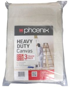 Phoenix Heavy Duty Canvas Drop Sheet Trade Pack - 3 Pack