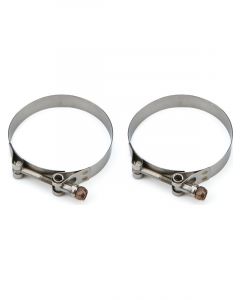 Drag Race T-Bolt Hose Clamp Set 4.000 Collector Tethers Stainless Pair