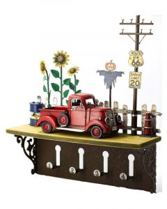 Boyle Shelf Hanging Wall Decor with Hooks Red Truck 31x9x34.5cm