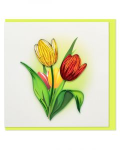 Boyle Quilled Greeting Card Yellow and Red Tulips 15x15cm