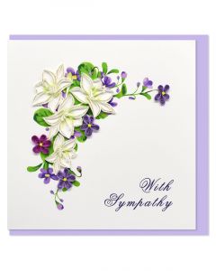 Boyle Greeting Card With Sympathy Purple and White Flowers 15x15cm