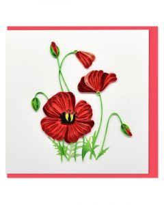 Boyle Quilled Greeting Card Poppies 15x15cm