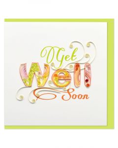 Boyle Quilled Greeting Card Get Well Soon Green 15x15cm