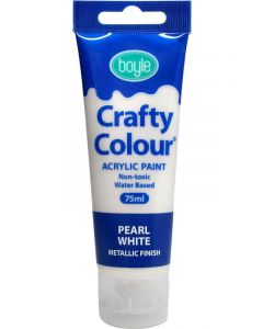 Crafty Colour Acrylic Paint 75ml Pearl Whit