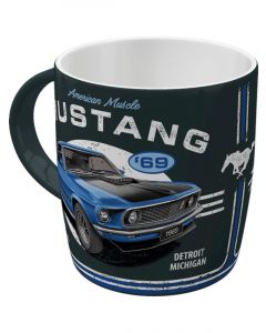 Nostalgic-Art Ceramic Mug Ford Mustang 1969 Mach 1 Blue 9x9x9cm
