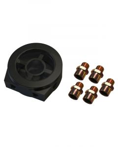 TFI Racing Oil Temp Pressure Sandwich Plate Kit Black 5 Fitting 2 Ports