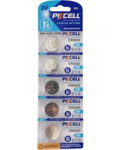 PK Cell Lithium Coin Battery CR2025 5 Pack