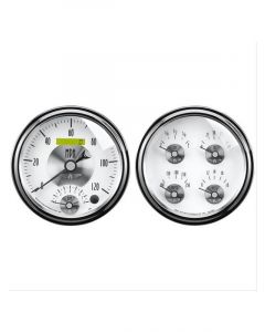 Auto Meter 2 PC Gauge Kit 5" Quad & Tach/Speedo, Electric Prestige Pearl
