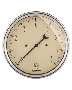 Auto Meter 5" In-Dash Tachometer, 0-8,000 RPM, Antique Beige