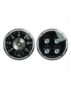 Auto Meter 2 PC Gauge Kit 5" Quad & Tach/Speedo, Electric, Black Diamond