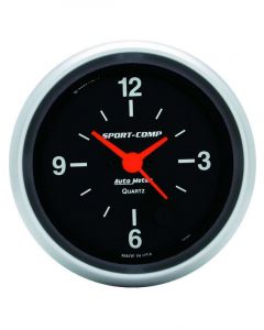 Auto Meter 2-5/8" Clock, 12 Hour, Quartz Incandescent Sport-Comp